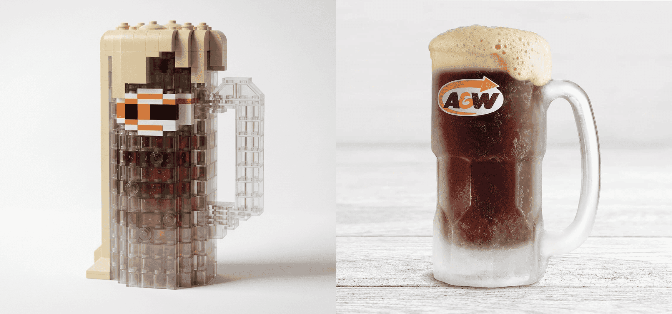 LEGO beer mug model with detailed glass and foam design, perfect for beer lovers and collectors.